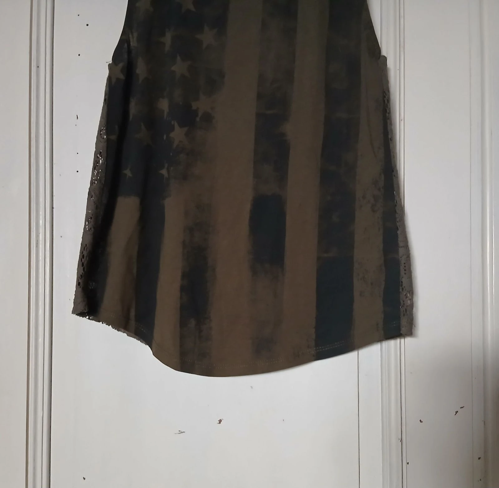 Camiseta sin mangas caqui con estampado de bandera estadounidense de encaje - Bershka talla S – photo 2